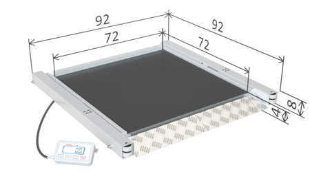 Waga specjalna do ważenia pacjentów na wózkach inwalidzkich WM300P1 90X90G(podjazd) wymiary gabarytowe